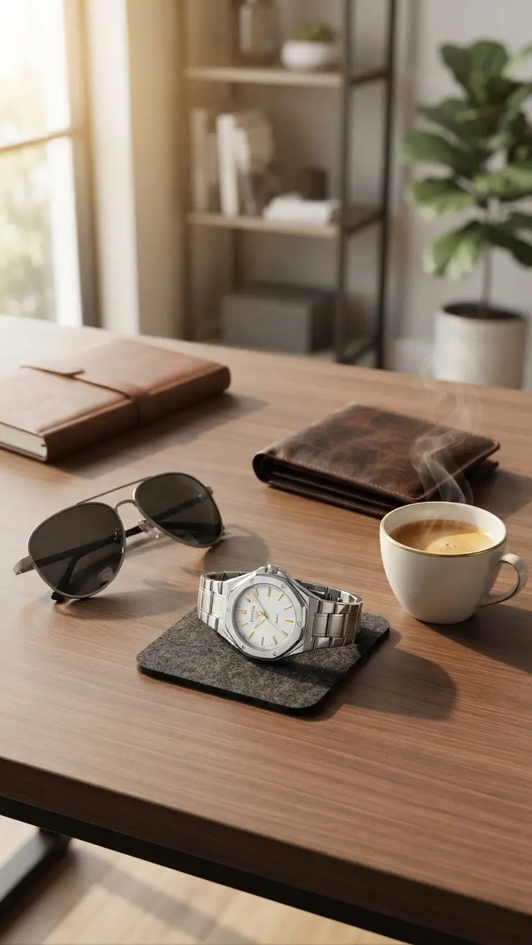 Men's Stainless Steel Quartz Watch 24mm Multicolor Strap