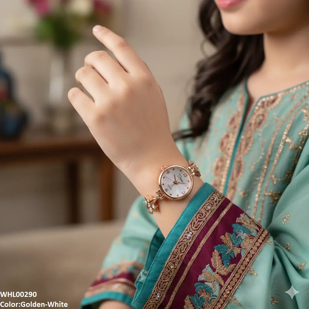 Golden Stainless Steel Chain Watch for Girls |Ladies Watches