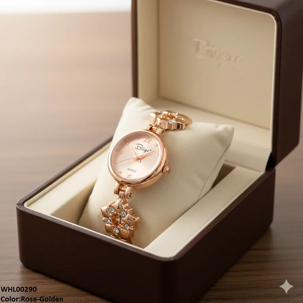 Golden Stainless Steel Chain Watch for Girls |Ladies Watches