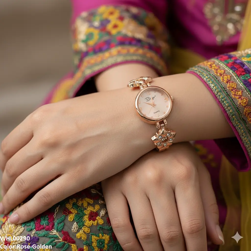 Golden Stainless Steel Chain Watch for Girls |Ladies Watches