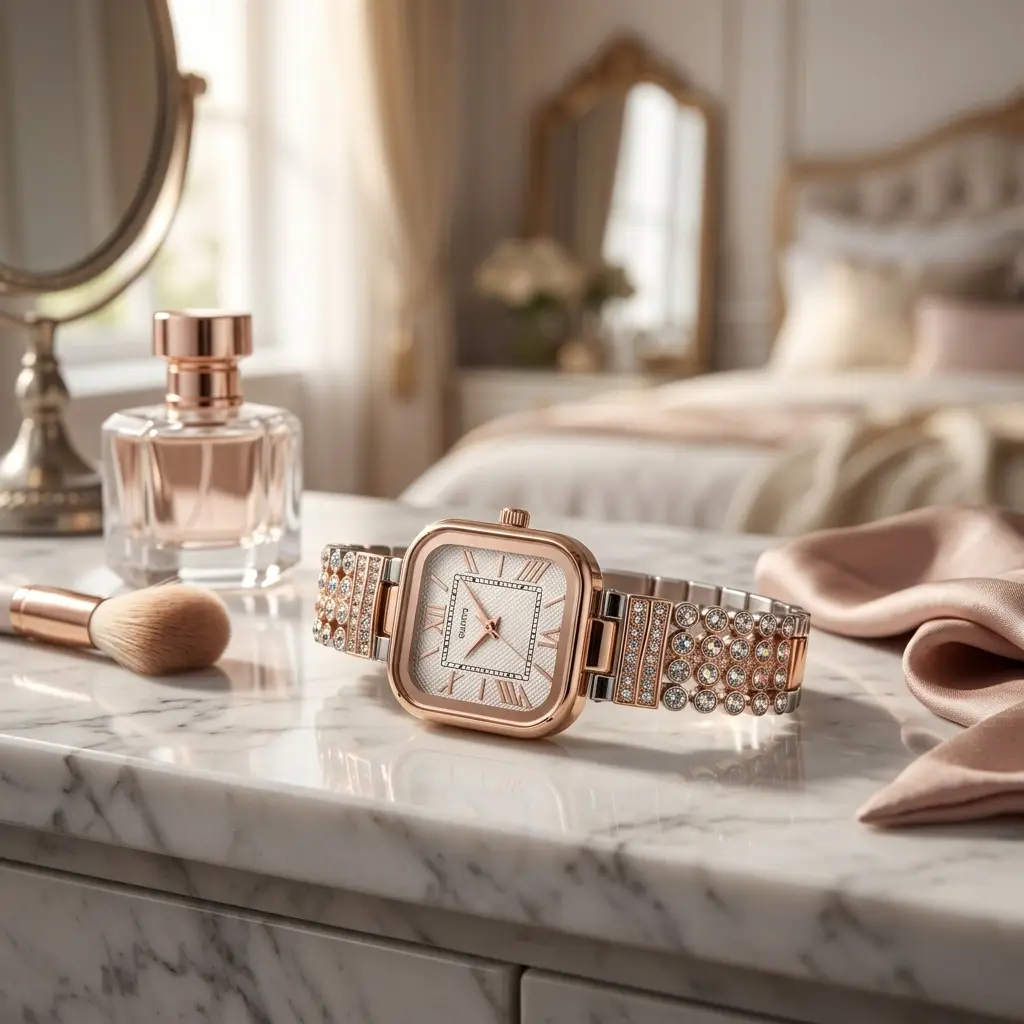 Golden Stainless Steel Chain Watch for Girls |Ladies Watches