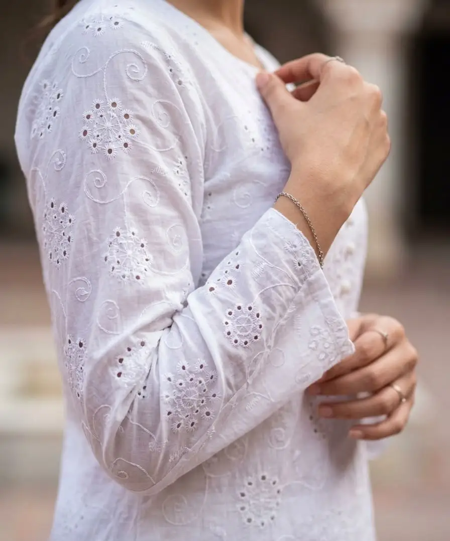 1 Pc Women's Stitched Chikankari Embroidered Kurti