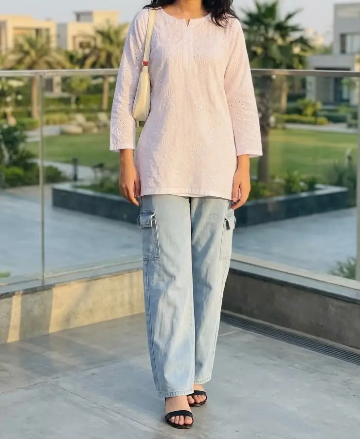 1 Pc Women's Stitched Chikankari Embroidered Kurti