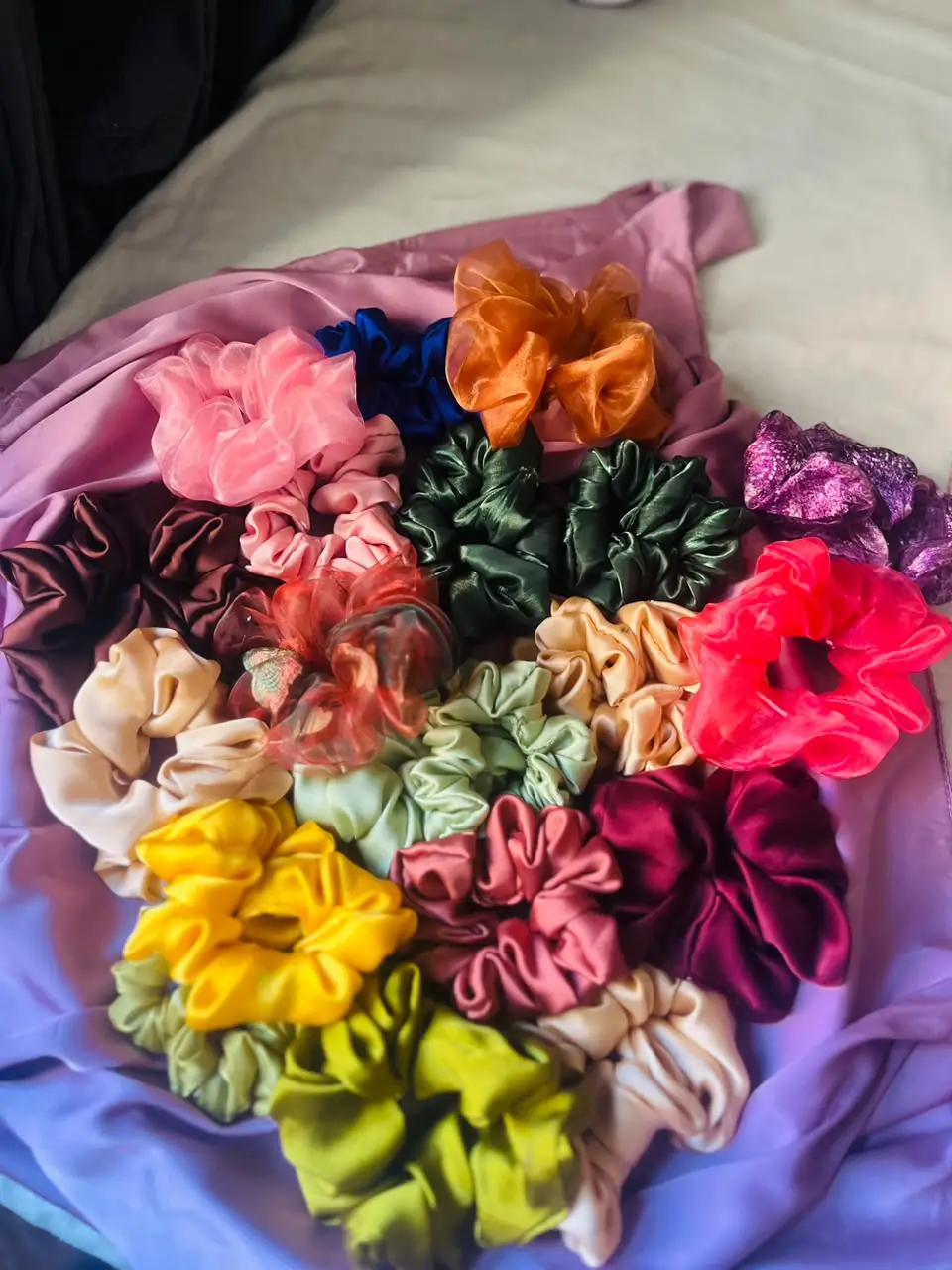 Pack Of 5 Hair Scrunchies Different Colors
