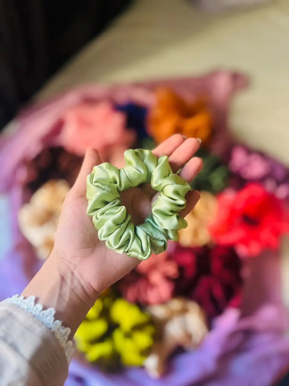 Pack Of 5 Hair Scrunchies Different Colors