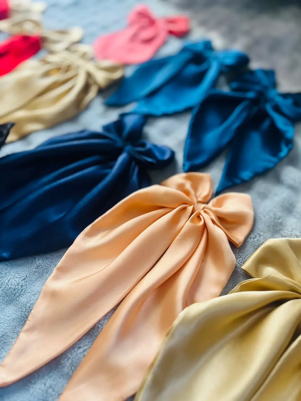 5 Handmade Silk Hair Bow Different Colors