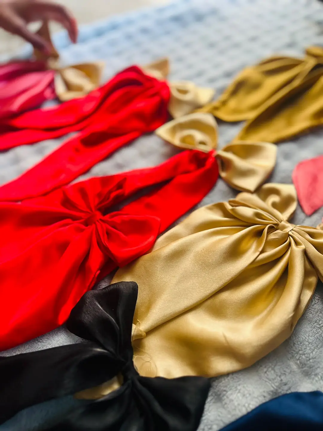 5 Handmade Silk Hair Bow Different Colors