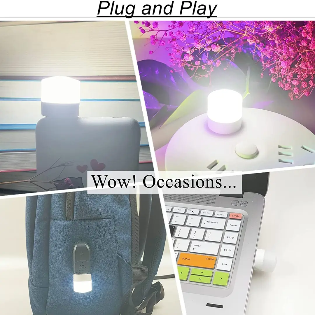 2 Pcs Mini USB Night Light | Indoor & Outdoor Camping Light