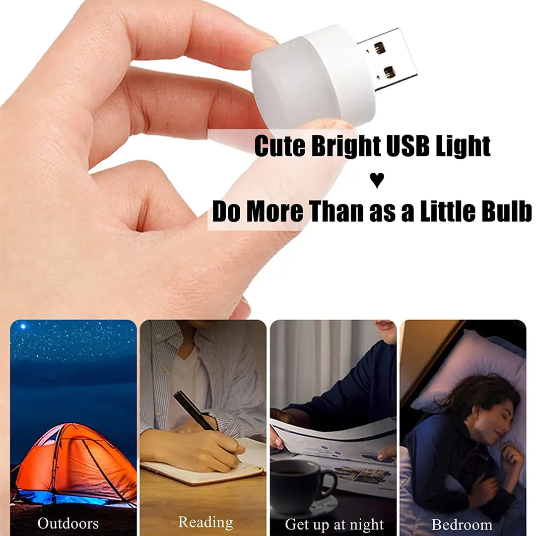 2 Pcs Mini USB Night Light | Indoor & Outdoor Camping Light