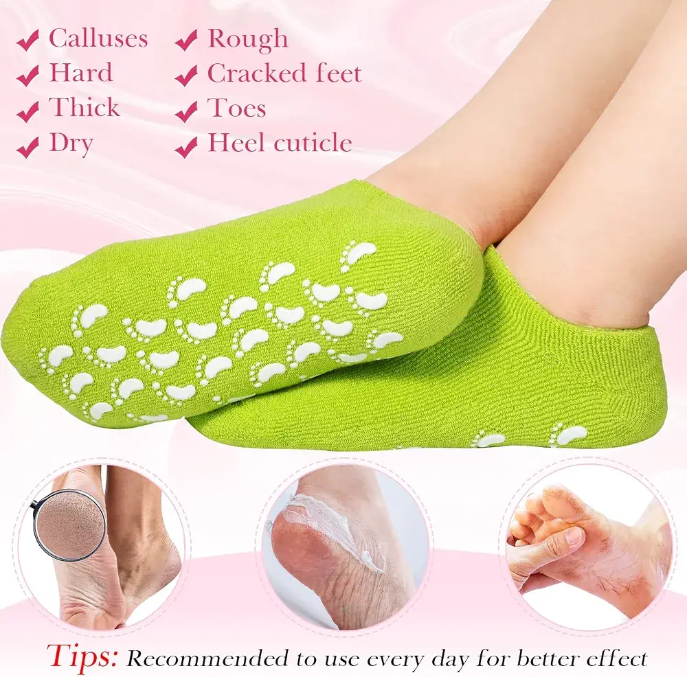 Terry Cloth Non-Skid & Silicone Gel Moisturizing Socks (Random Color)