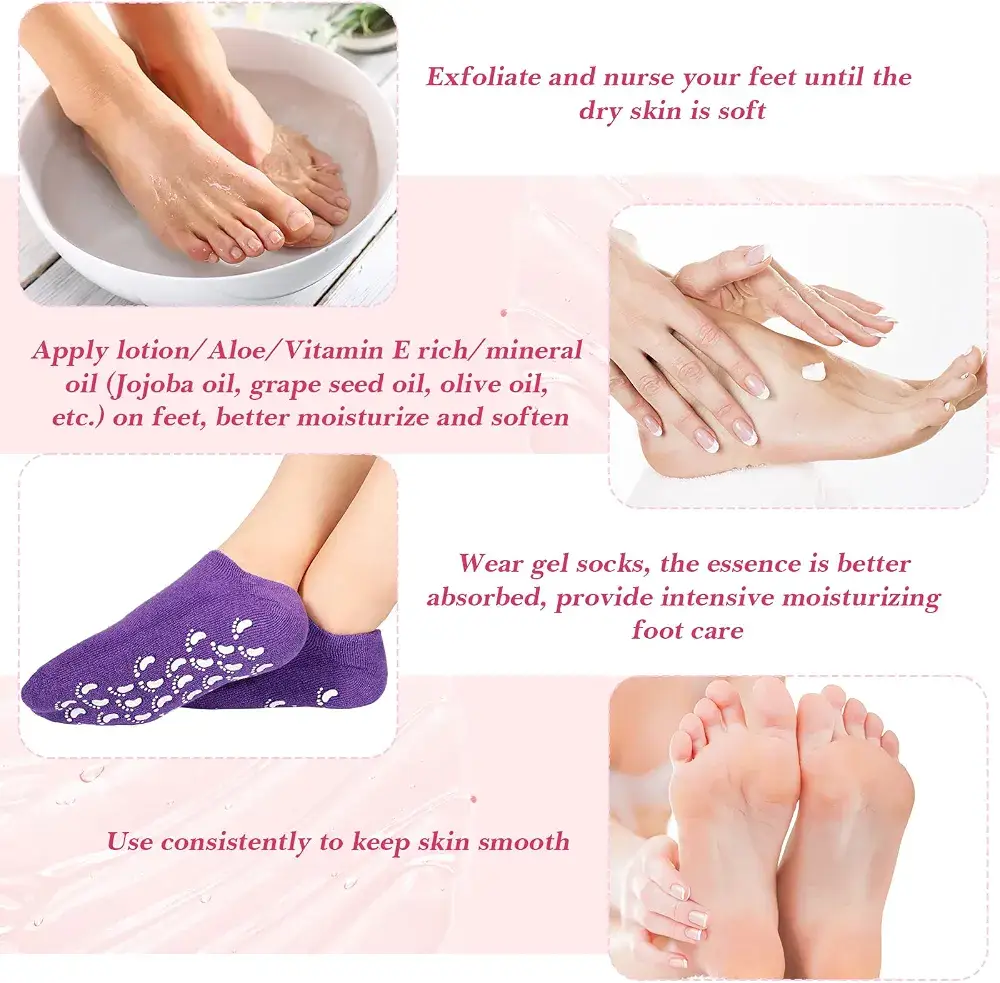 Terry Cloth Non-Skid & Silicone Gel Moisturizing Socks (Random Color)