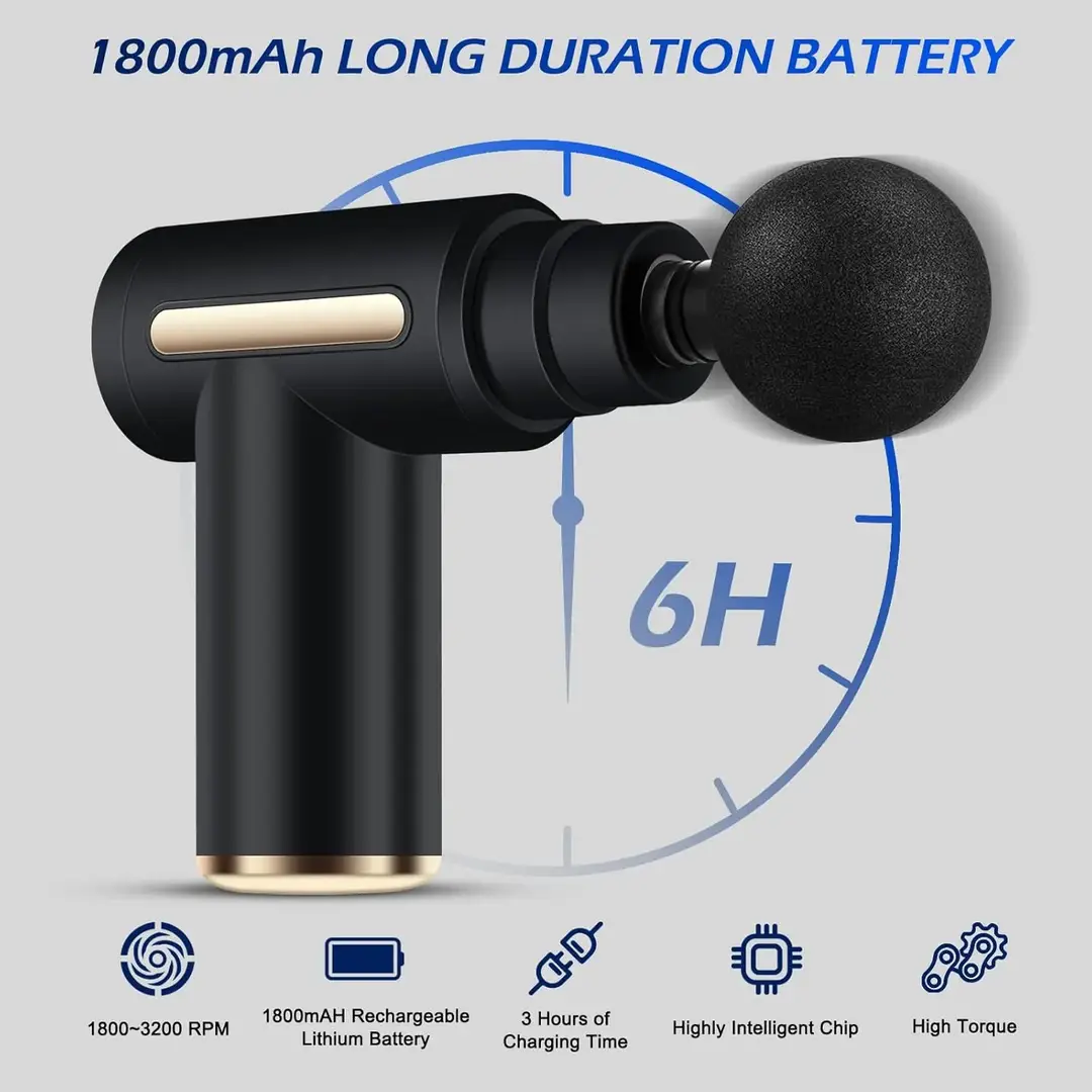 Rechargeable Metal Muscle Massager Gun with 6 Speeds