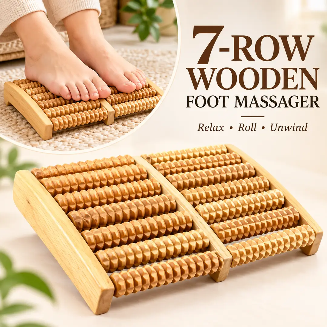 7-Row Wooden Foot Massager for Arch & Heel Relief