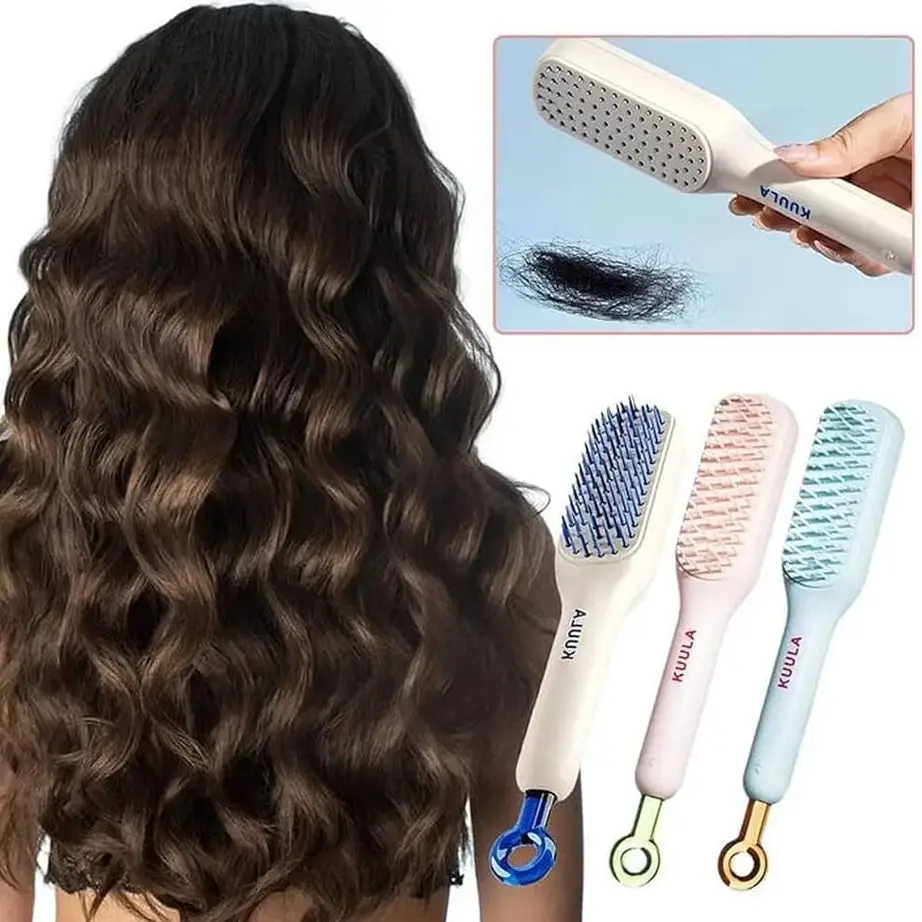 Self Cleaning Hair Brush, Hair Brushes for women Easy-to-Clean