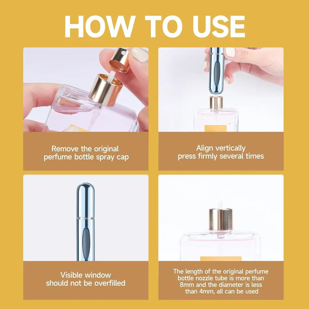 2 Pcs Reusable Travel Perfume Refillable Travel Bottle 5ml