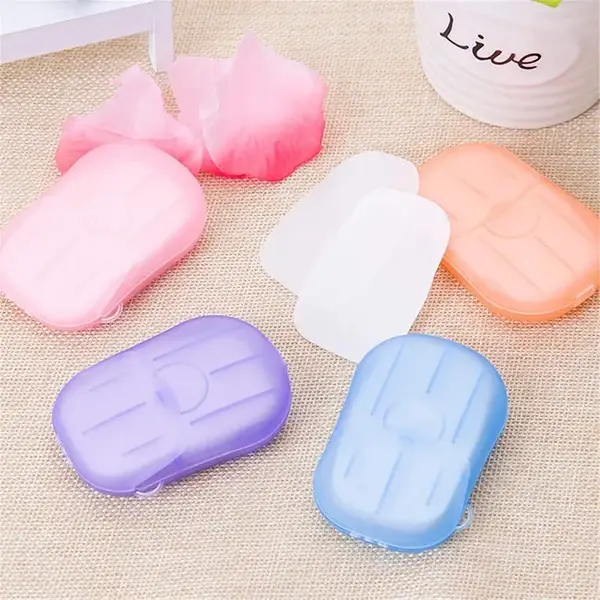 (Pack of 5) Travel Soap Paper Sheets 100 Pcs Mini Hand Wash