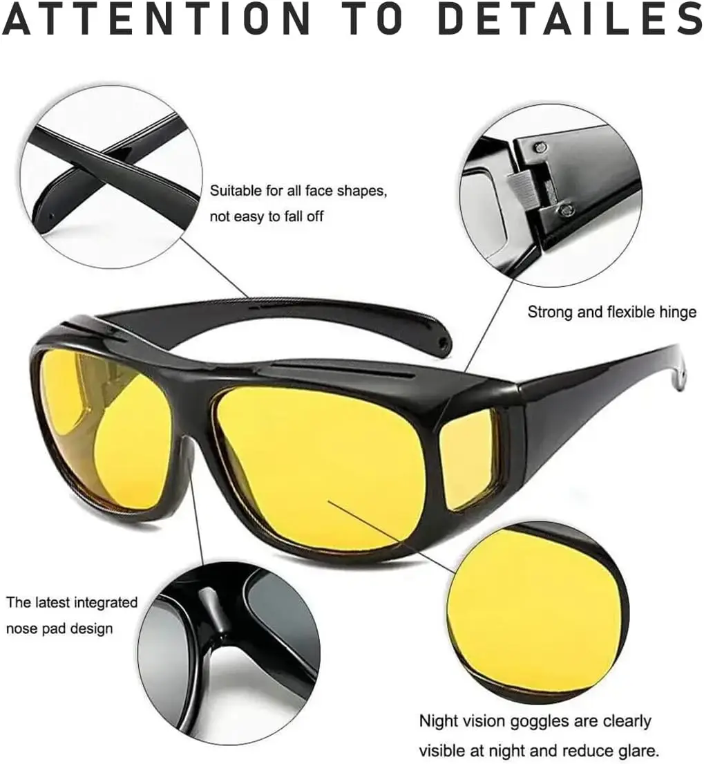Pack of 2 HD Night Vision Glasses for Day Night Driving