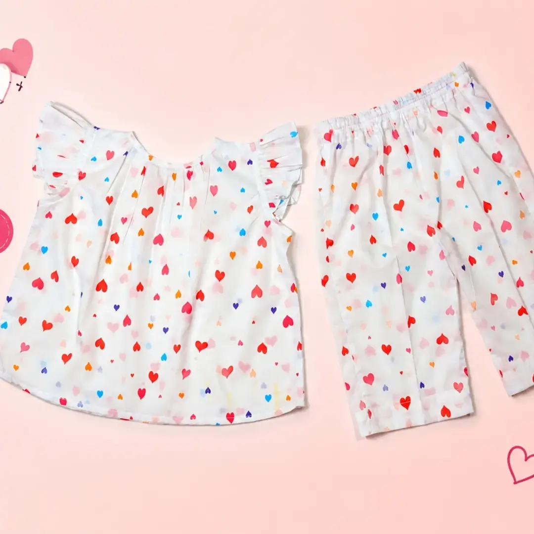 2 Pcs Girl's Printed Lawn Top with Trouser