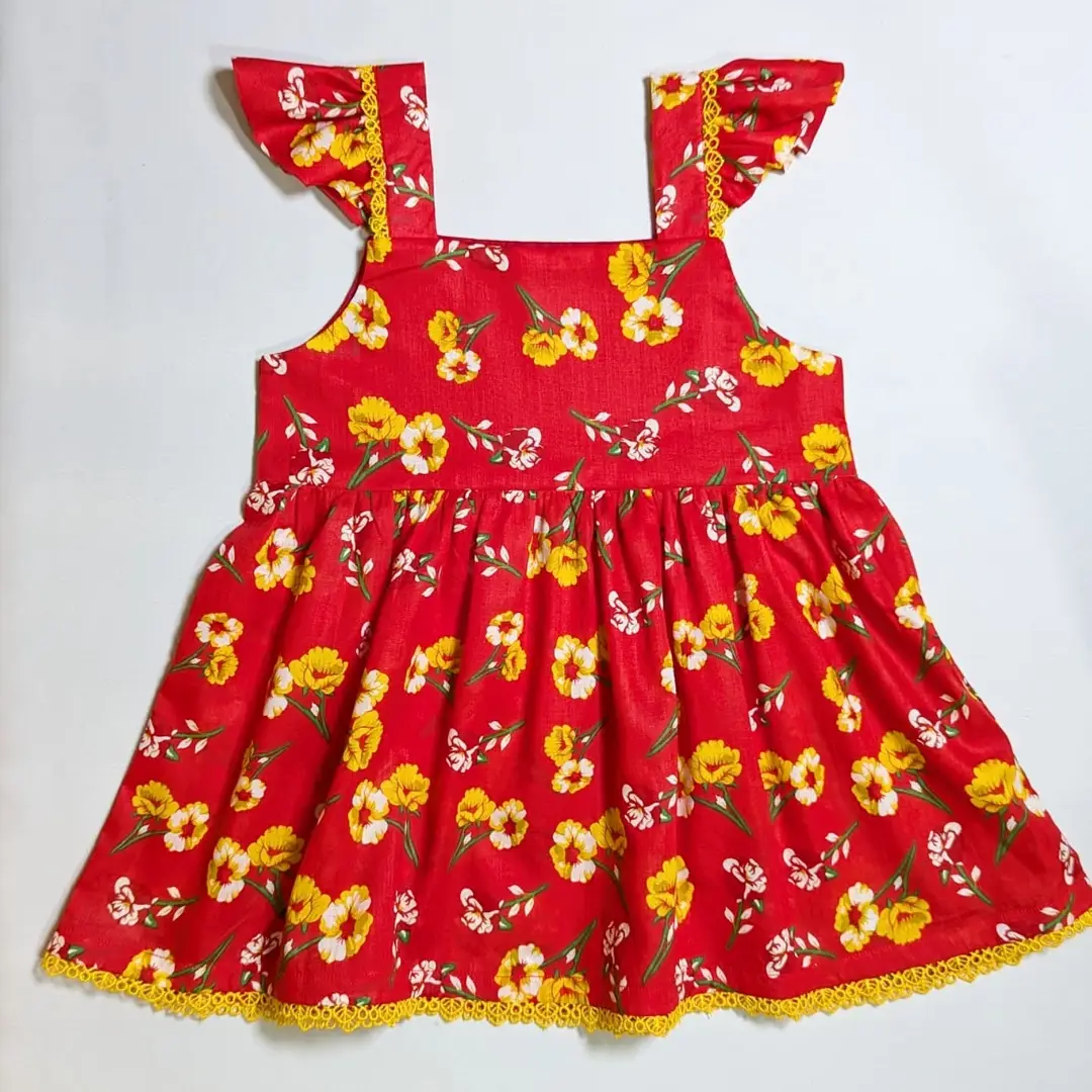 2 Pcs Baby Girl's Lawn Printed Frock and Shorts