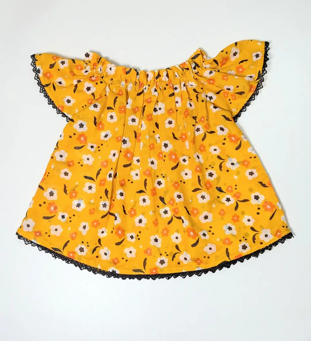 2 Pcs Girl's Lawn Printed Frock And Trouser Set