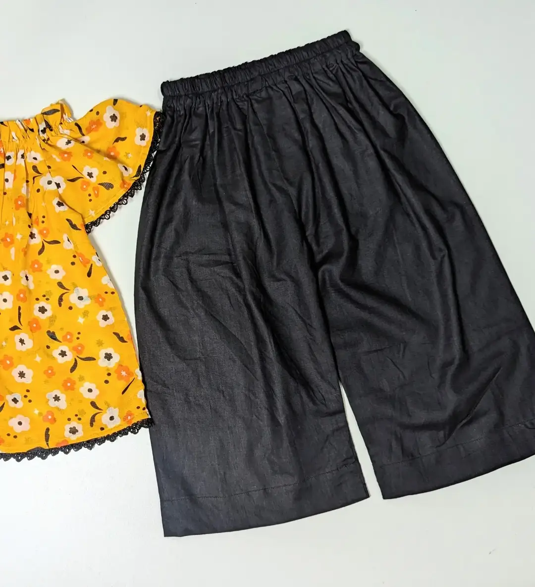 2 Pcs Girl's Lawn Printed Frock And Trouser Set