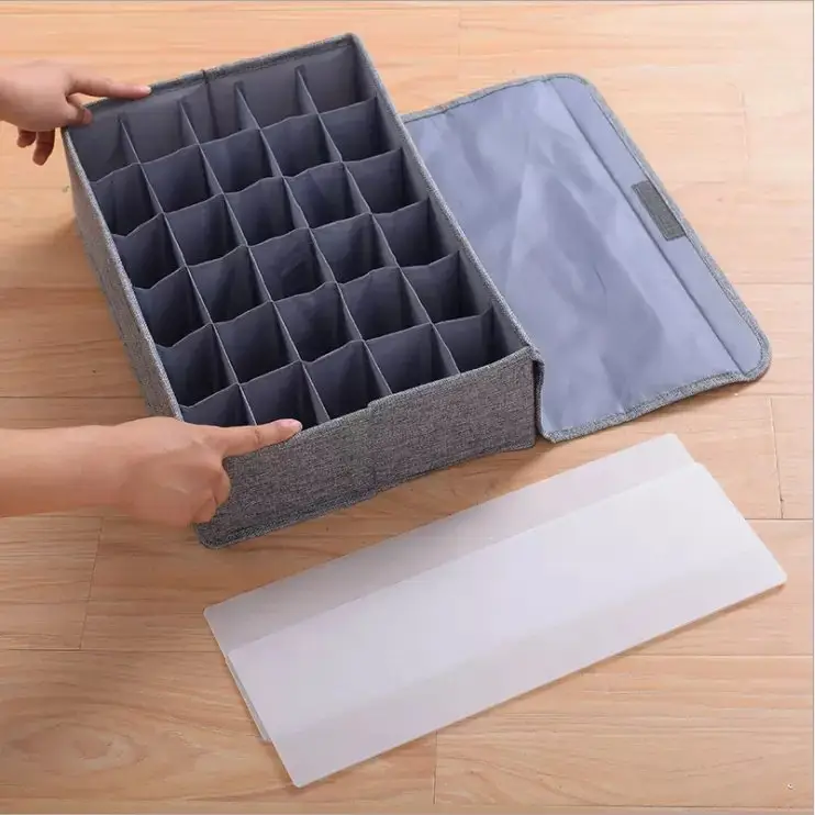 24-Grid Socks Organizer With Foldable Closet Drawer Divider