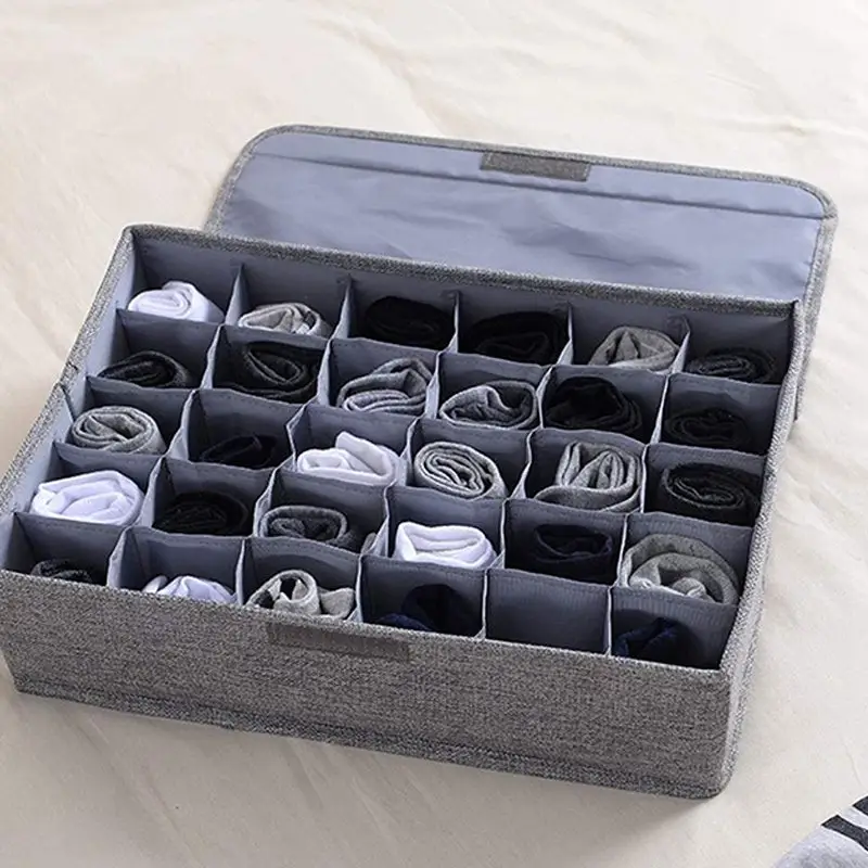 24-Grid Socks Organizer With Foldable Closet Drawer Divider