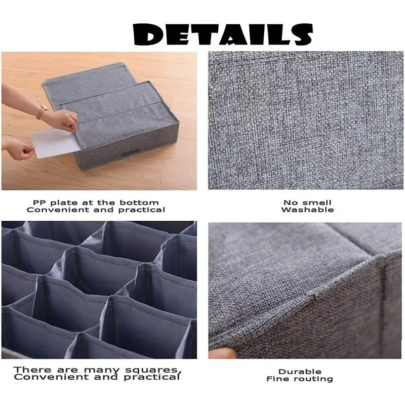 24-Grid Socks Organizer With Foldable Closet Drawer Divider