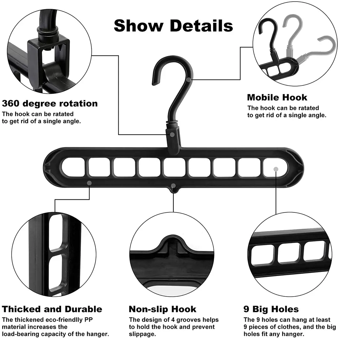 9 Hole Magic Rotating Hanger | Smart Cloth Organizer