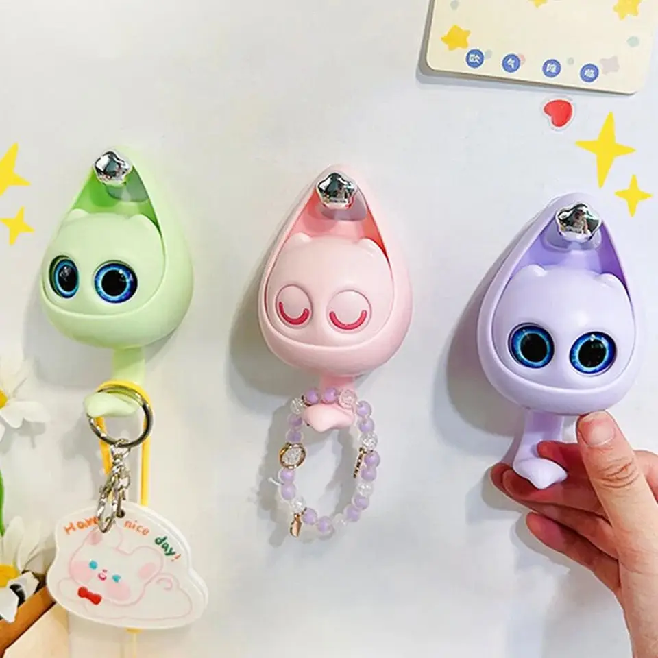 (Pack of 2) Cute Cat Keychain Holder Wall Mount Hooks