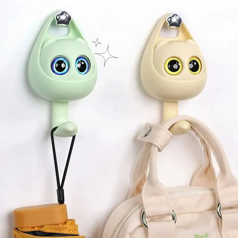 (Pack of 2) Cute Cat Keychain Holder Wall Mount Hooks