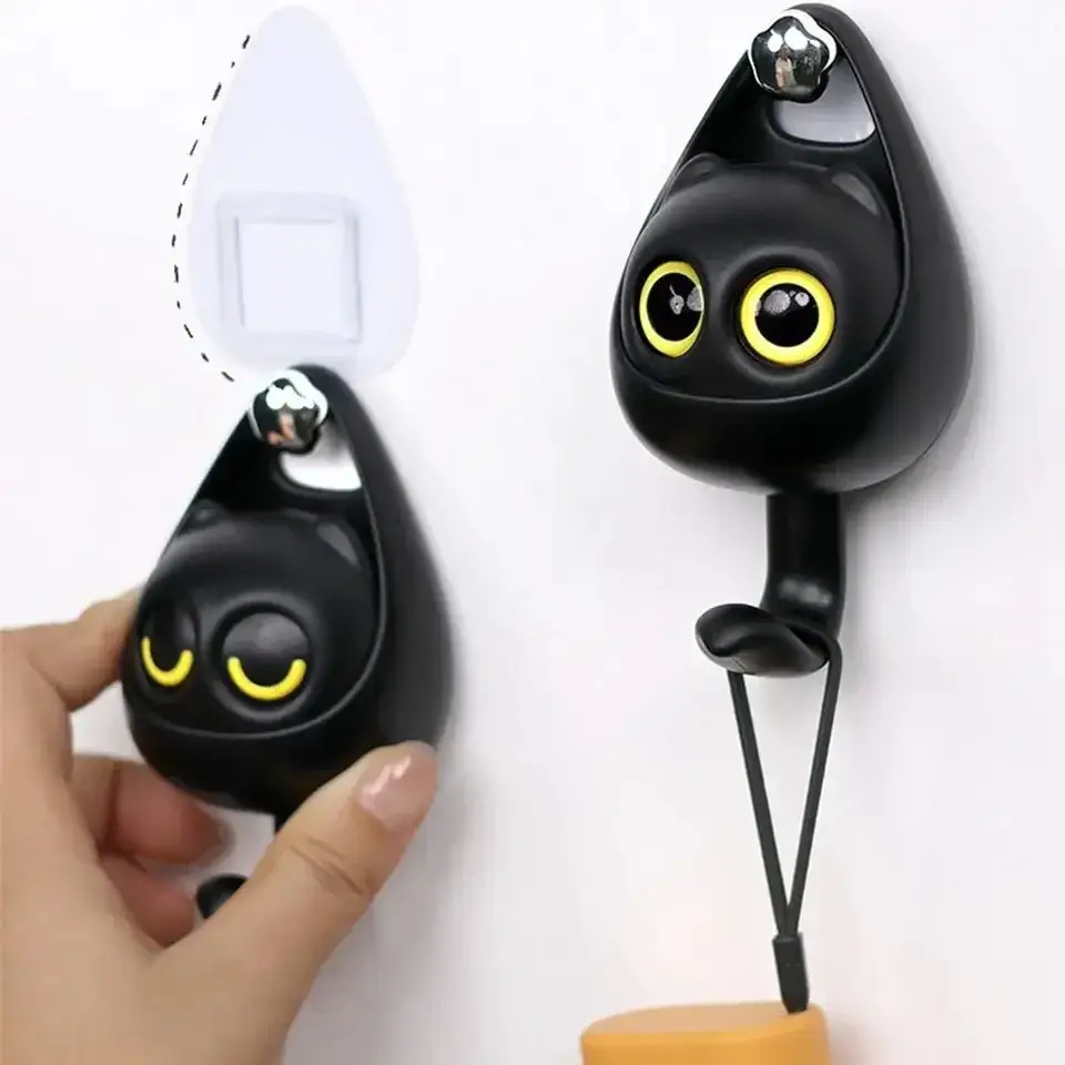 (Pack of 2) Cute Cat Keychain Holder Wall Mount Hooks