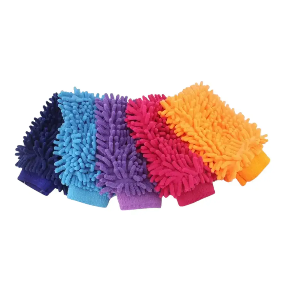(Pack of 5) Double-sided Microfiber Washable Cleaning Gloves