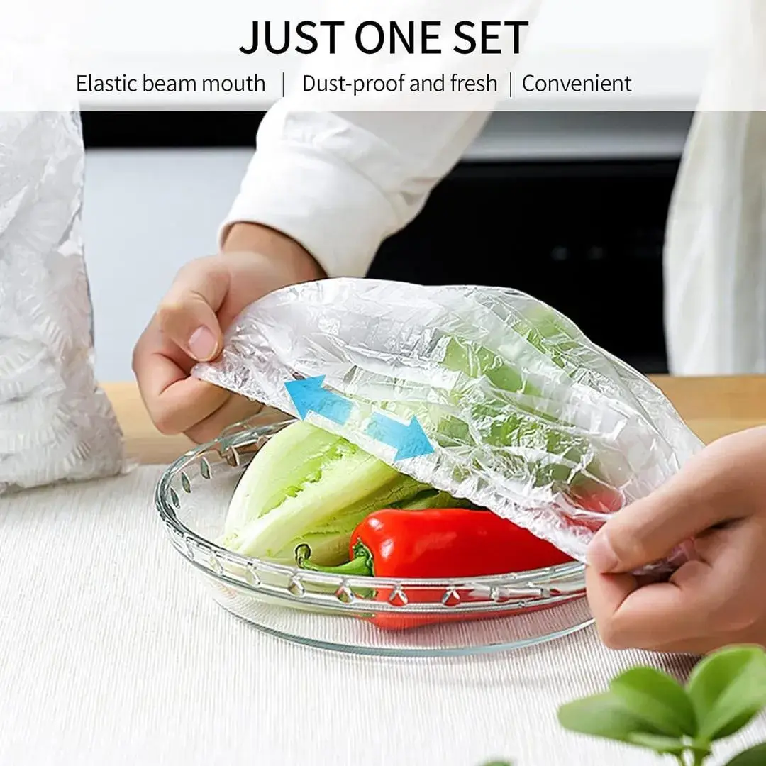100 PCs Transparent Reusable Plastic Food Cover