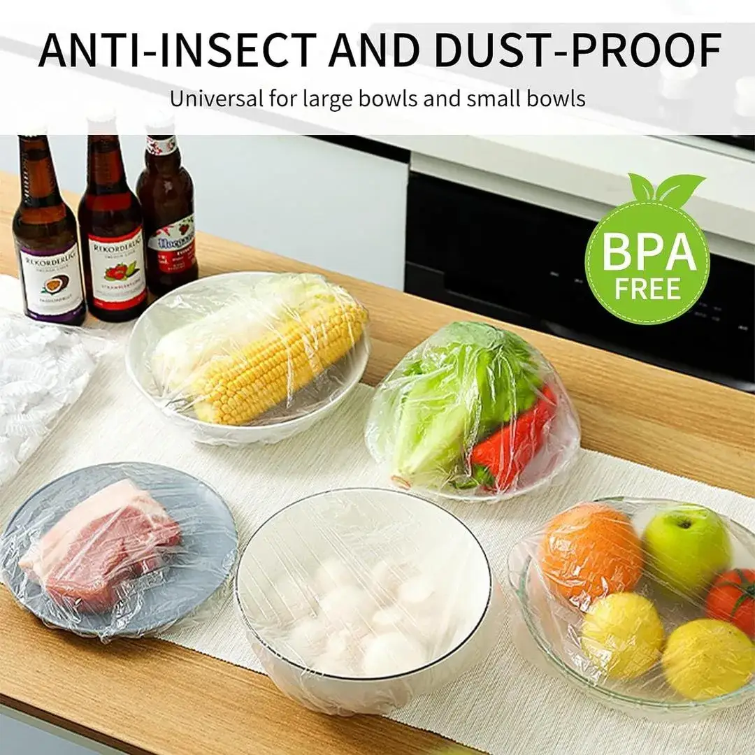 100 PCs Transparent Reusable Plastic Food Cover