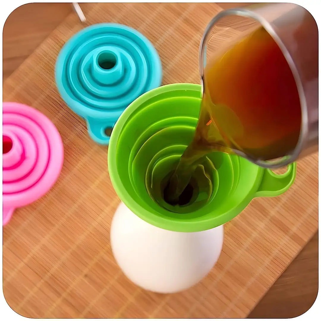 4 Pcs Reusable Collapsable Silicone Foldable Funnel