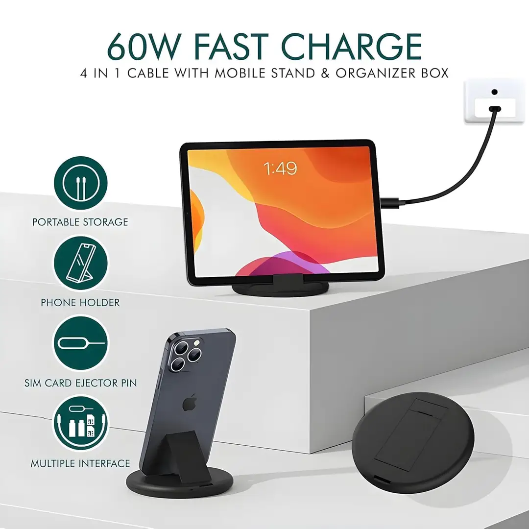 60W Multifunctional Fast Charging Data Cable Kit 5 in 1