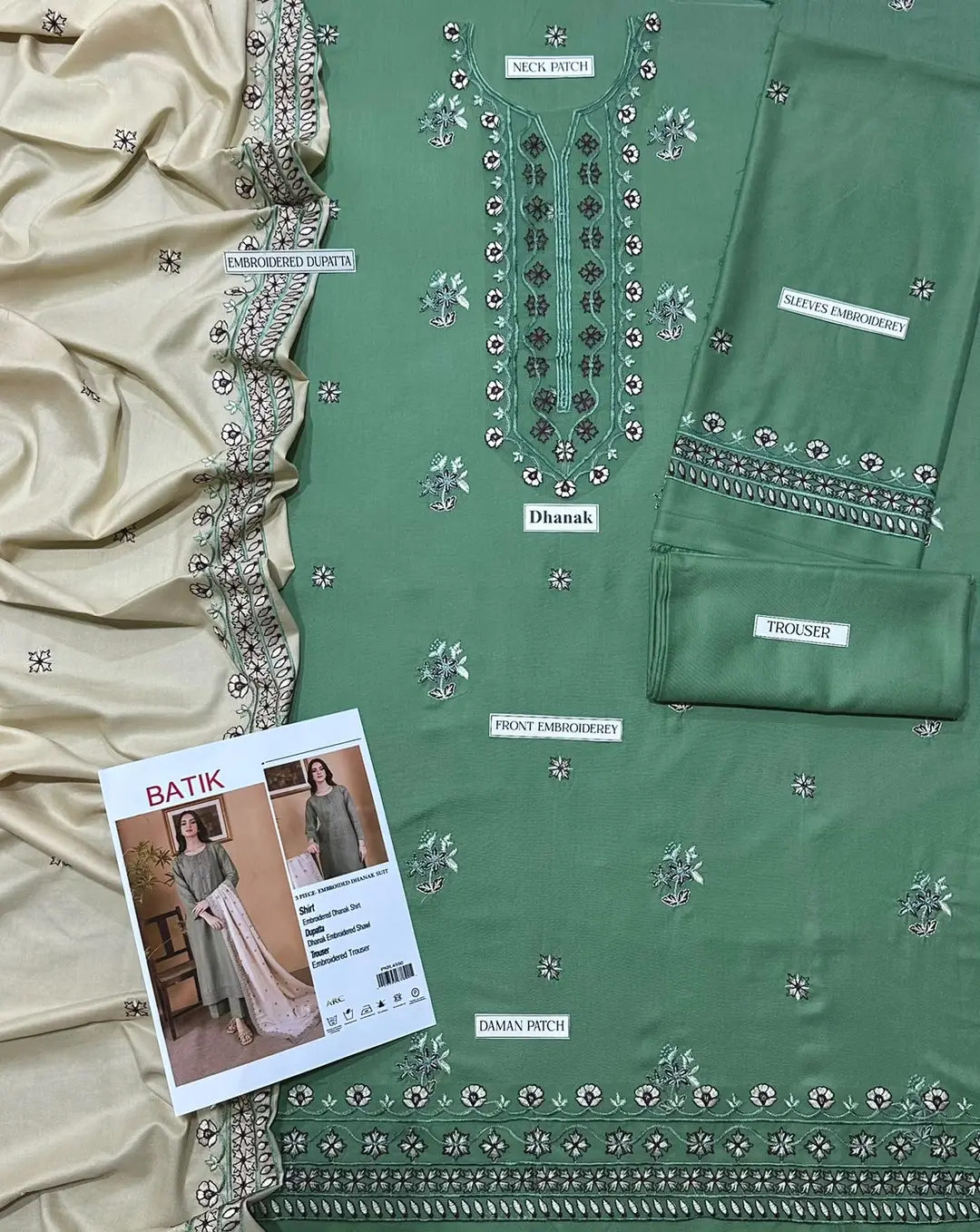 3 Pcs Women's Unstitched Embroidered Suit