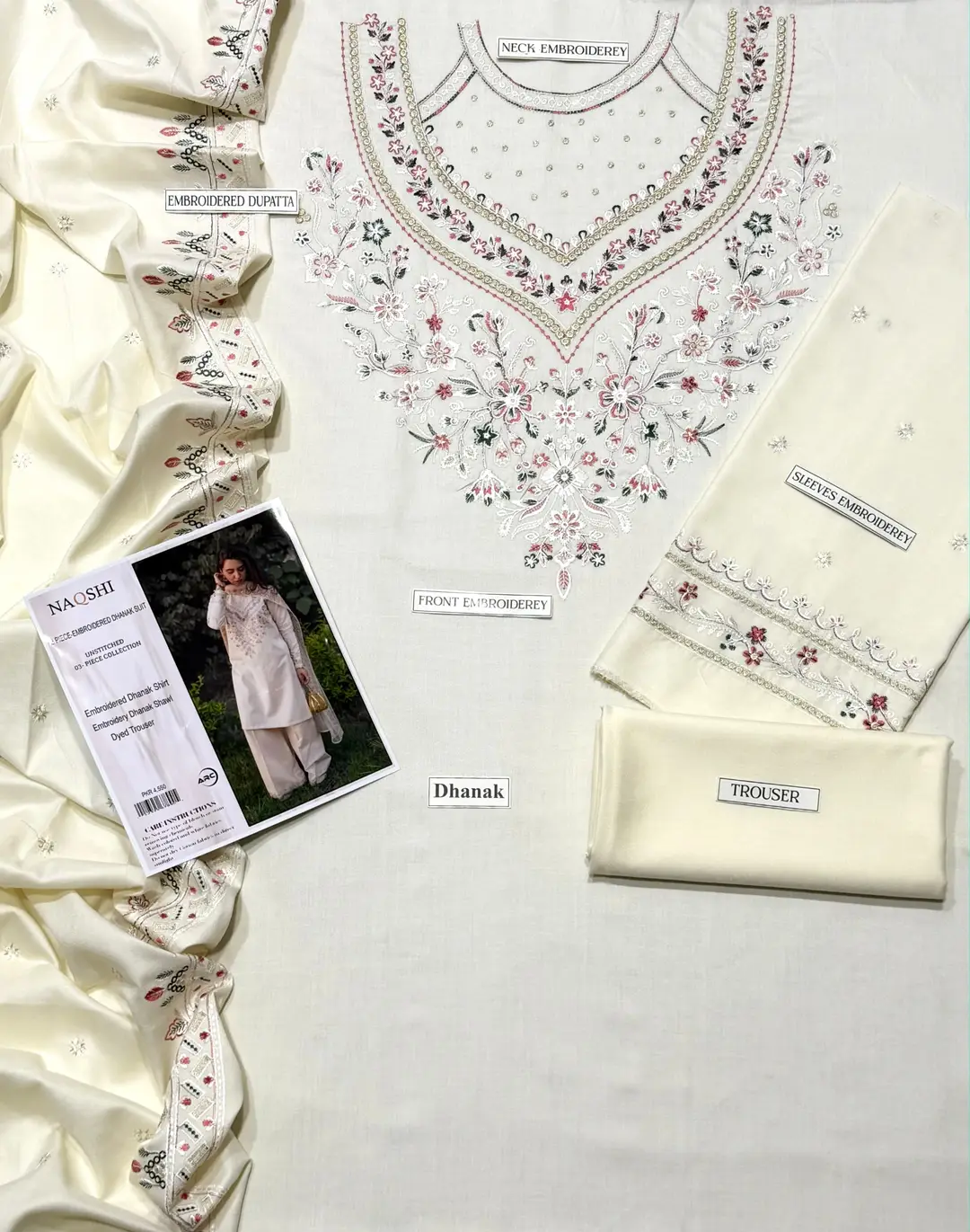 3 Pcs Women's Unstitched Sequins Embroidered Suit