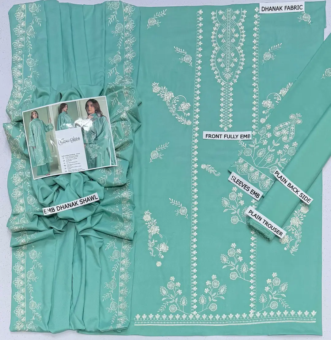 3 Pcs Women's Unstitched Embroidered Suit