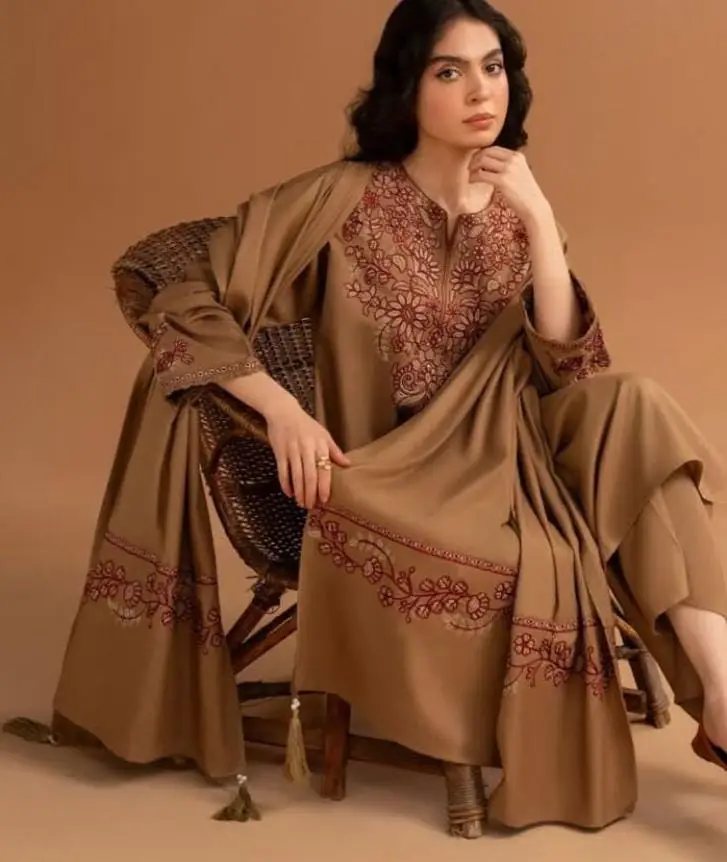 3 Pcs Women's Unstitched Printed Embroidered Suit