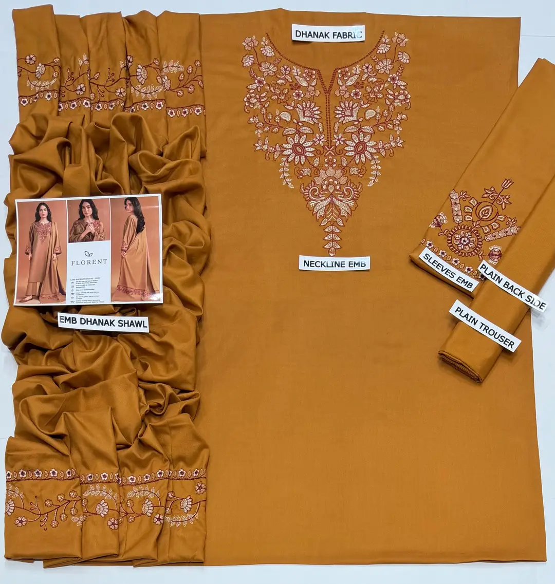 3 Pcs Women's Unstitched Printed Embroidered Suit
