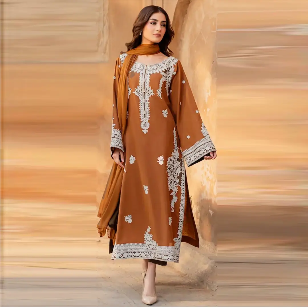 3 Pcs Women's Unstitched Embroidered Suit