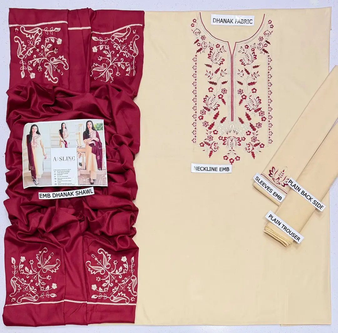 3 Pcs asling hit code Women's Unstitched Embroidered Suit