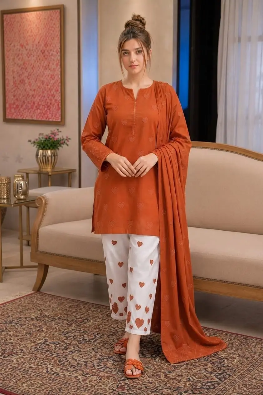 3 Pcs Women's Unstitched Embroidered Suit breeza limited edition high trending