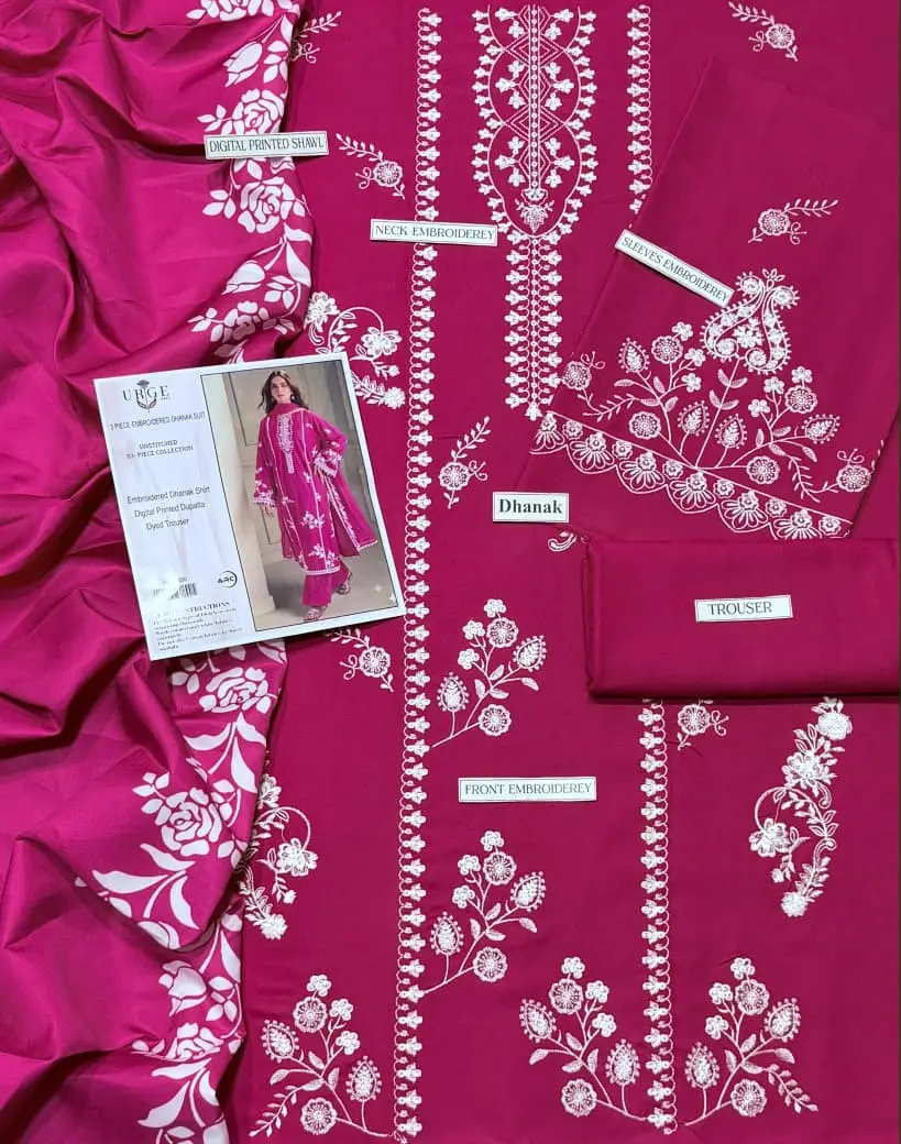 3 Pcs Women's Unstitched Embroidered Suit with wool shwl