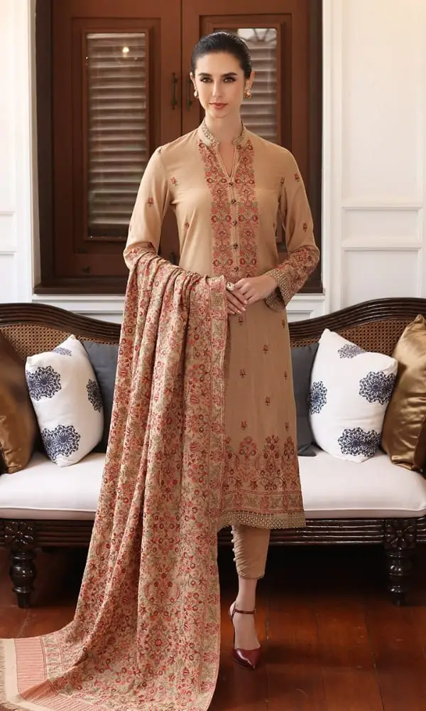 3 Pcs Women's Unstitched Embroidered Suit *BRAND: BAREEZ'E code hb