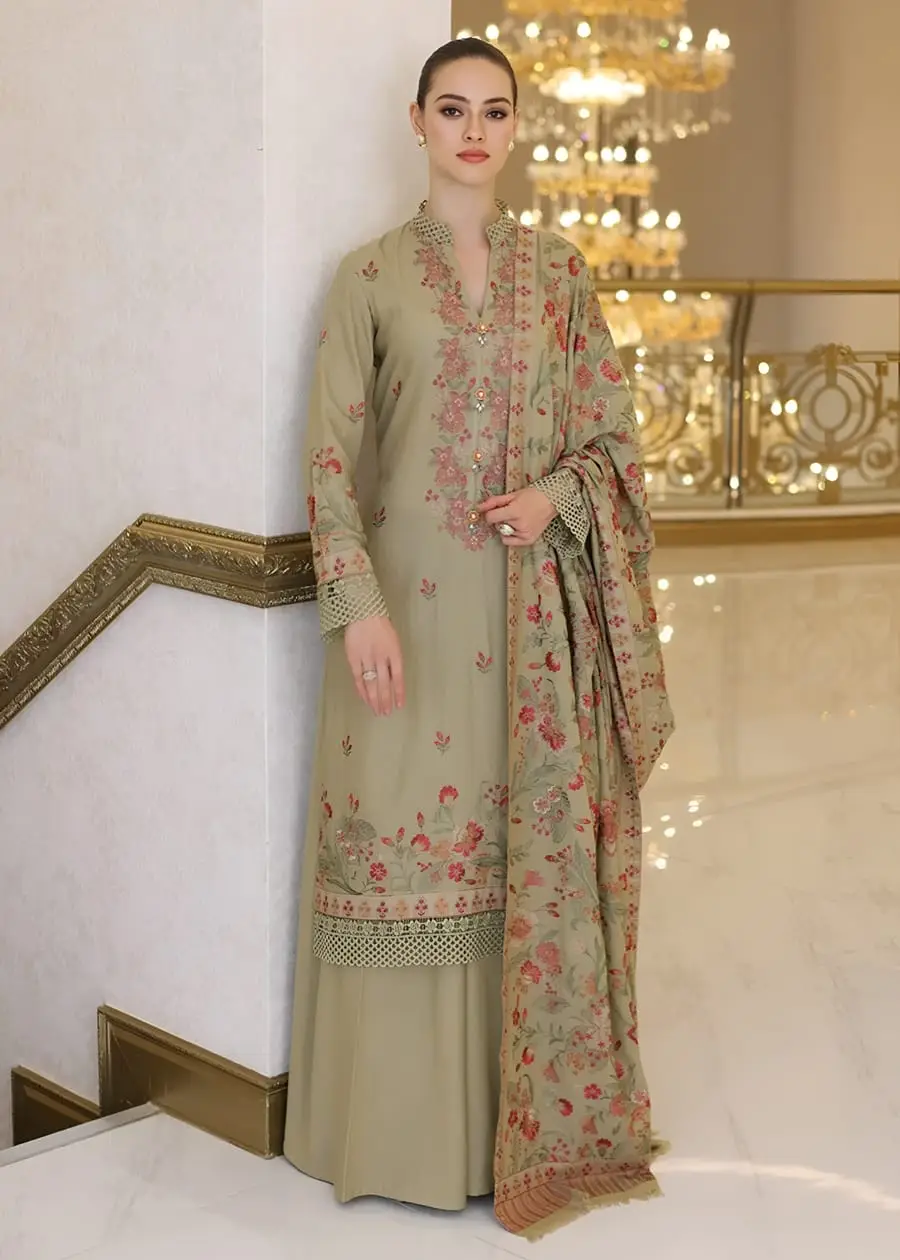 3 Pcs Women's Unstitched Embroidered Suit *BRAND: BAREEZ'E code hb