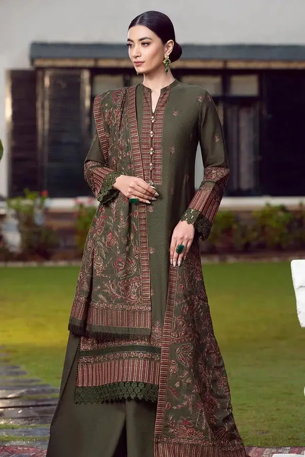 3 Pcs Women's Unstitched Embroidered Suit *BRAND: BAREEZ'E code hb