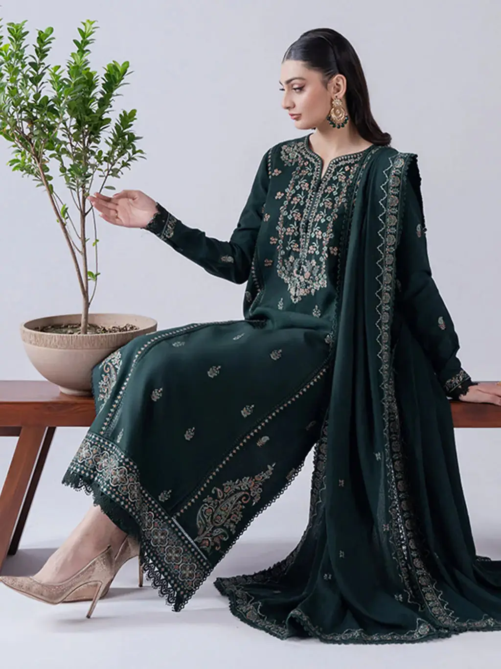 3 Pcs Women's Unstitched Embroidered Suit*BRAND: ASIM JOFA*
